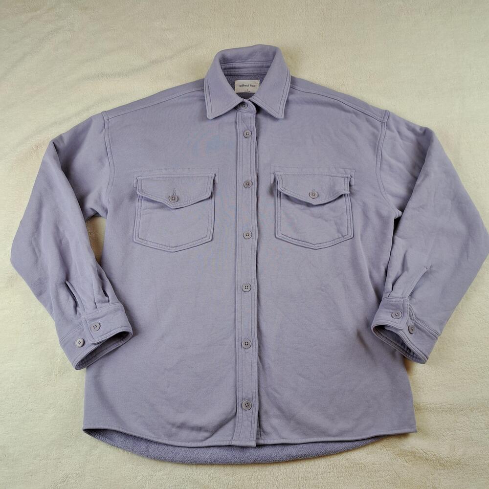 Wilfred Free Jacket Womens Small Purple Organic Cotton Blanket Shirt Shacket